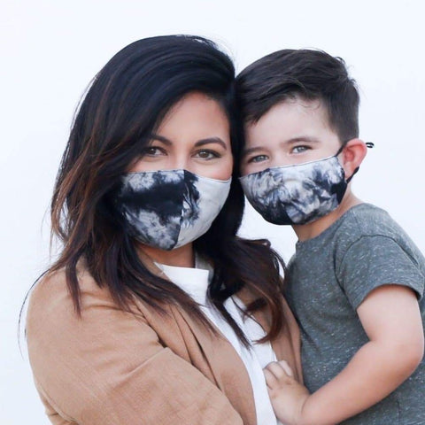 Adult and Kid Sized Black and White Tie Dye Face Masks