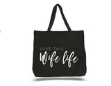 black tote bag with cute saying for honeymoon
